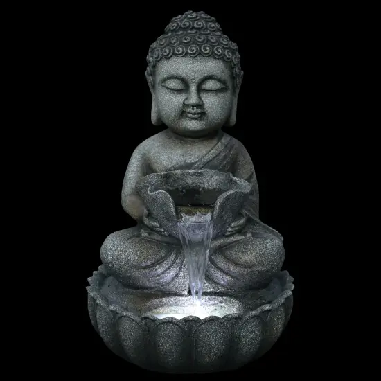 Northlight 21.5" Buddha in Sukhasana Pose Outdoor Garden Water Fountain Gray {4}