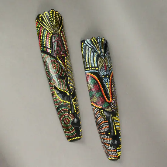 Topang Burang Aborigine Mask Hand Crafted Wall Decor 20 Inch {6}