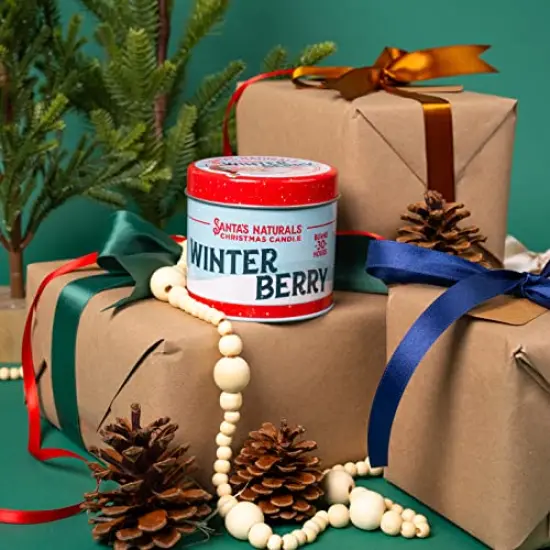Winterberry Christmas Candle | Warm Cider Fragrance | Notes of Cinnamon, Orange, and Clove | Sustainably Sourced Soy and Beeswax | 30 Hour Burn Time | 9oz | 2 Pack {4}