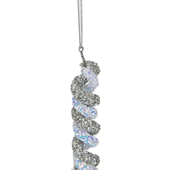 Northlight Glitter Spiral Twist Icicle Christmas Ornament - 7" - Silver and Blue Gray {4}