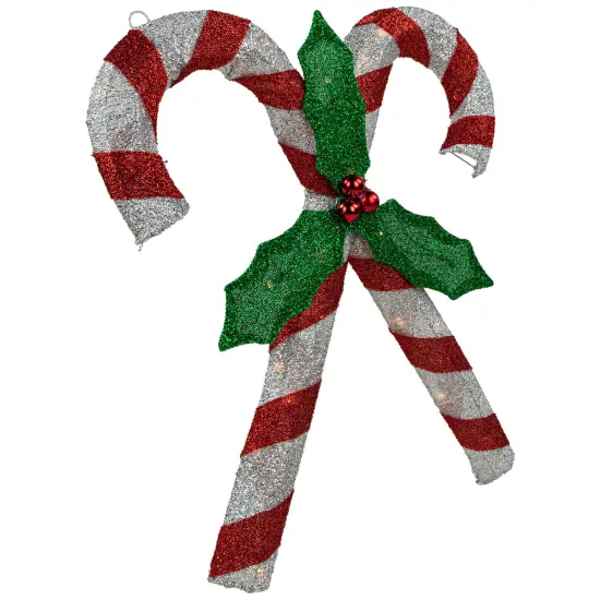 Northlight Double Candy Cane Lighted Outdoor Christmas Decoration - 26" - Clear Lights Red {4}