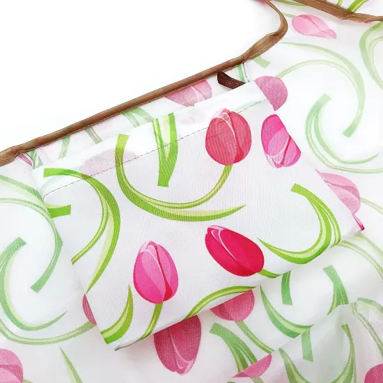 Wrapables Large & Small Foldable Tote Nylon Reusable Grocery Bags, Set of 2 Pink Tulips {4}