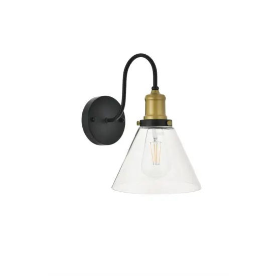 Histoire 1 light brass and black Wall Sconce {3}