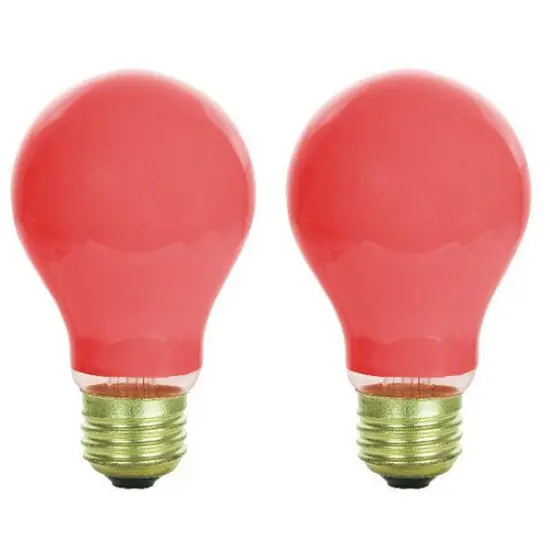 2Pk - Sunlite 25w A19 120v E26 Medium Base Ceramic Red Colored Light Bulb {1}