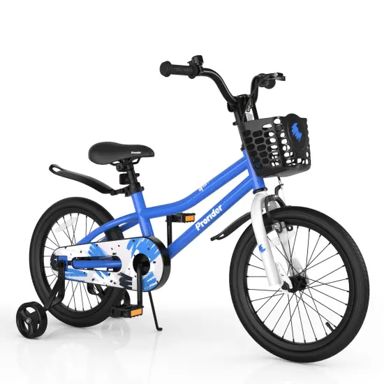 18 Feet Kid's Bike with Removable Training Wheels Blue {3}