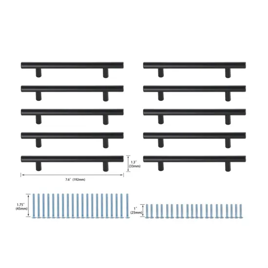 Quinn 5" Center to Center Matte Black Bar Pull Multipack (set of 10) {6}