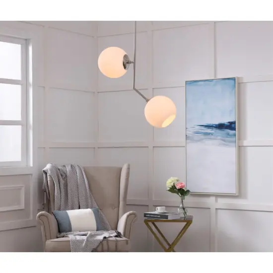 Ryland 2 light Chrome and Frosted White glass pendant {2}