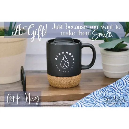 Dexsa Stronger Than The Storm Designer Cork Bottom Mug with Lid - 14 oz {3}