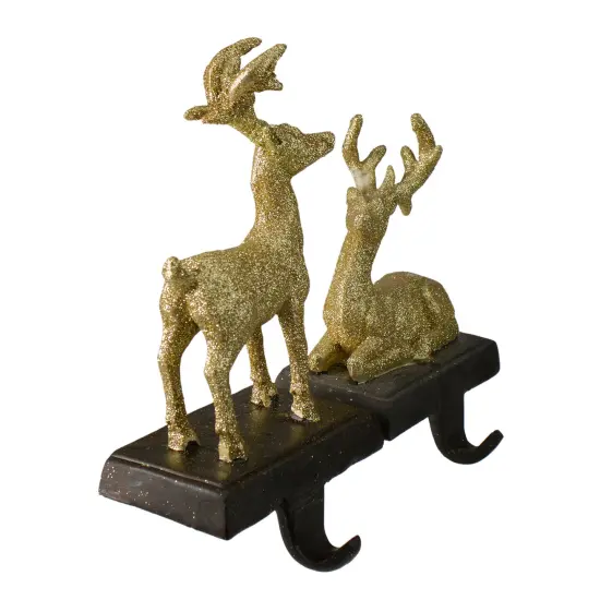 Northlight Reindeer Glittered Christmas Stocking Holders - 8.5" - Gold - Set of 2 {6}