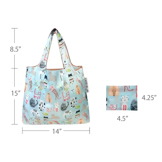 Wrapables Foldable Tote Nylon Reusable Grocery Bag (Set of 2) Cool Cats {3}