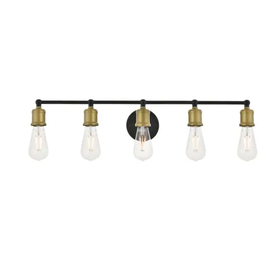 Serif 5 light brass and black Wall Sconce {1}