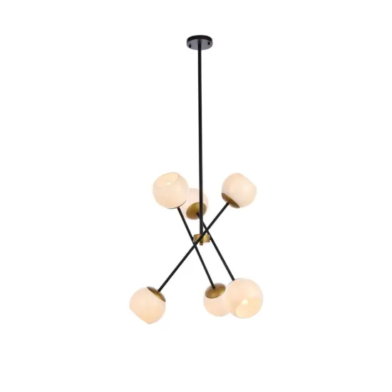 Axl 24 inch pendant in black and brass with white shade {1}
