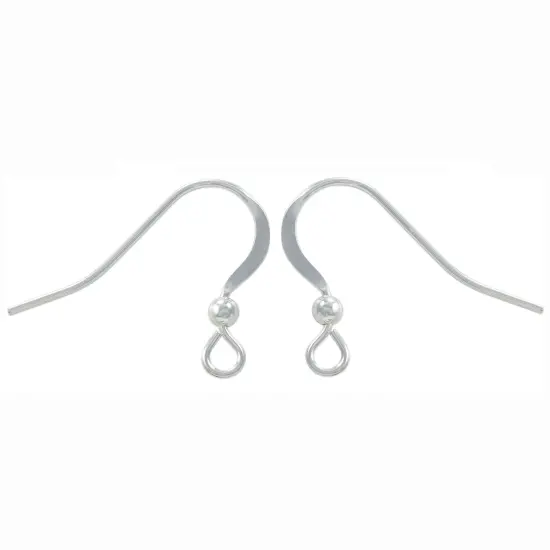 JewelrySupply Sterling Silber Flat Earring Wire with 2.5mm Bead (1 Pair of Sterling Silver Earrings) {1}
