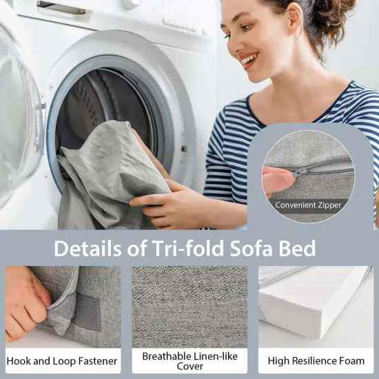 Costway Folding Mattress with Pillow 6 Inch Tri-fold Sofa Bed with High-Density Foam {6}