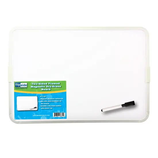 Two-Sided Aluminum Framed, Magnetic Dry Erase Board w/Pen, 9" x 12", Pack of 3 {4}