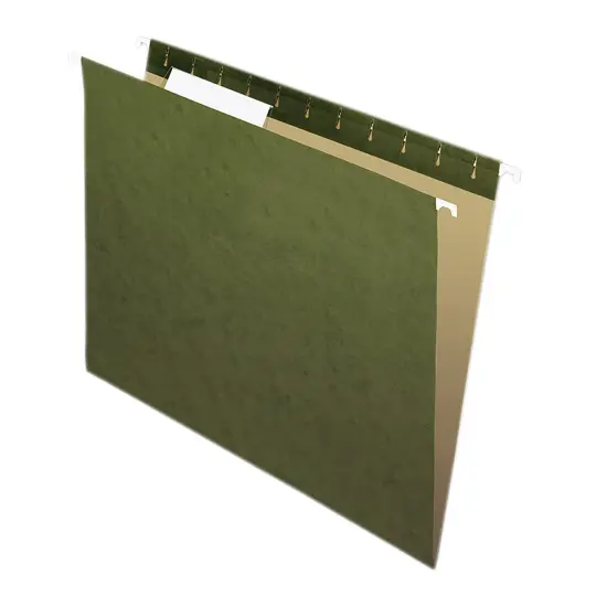Recycled Hanging File Folders, 1/3 Cut, Standard Green, 25 Per Box {1}