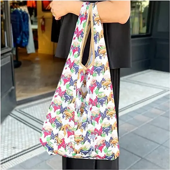 Wrapables JoliBag Collection Reusable Shopping Bag (Set of 6) Foxes, Fishies {6}