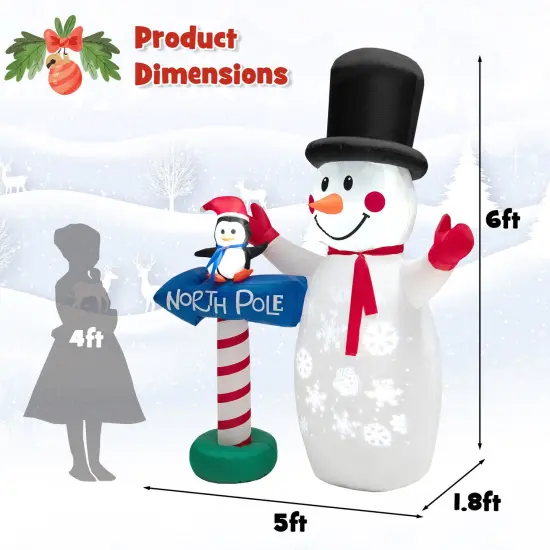 6 Feet Inflatable Christmas Decoration with Built-in Snowflake Projector {4}