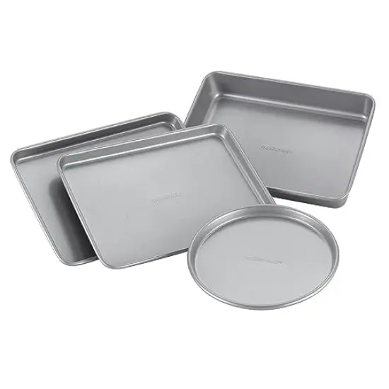 4 Pieces Baking Set Bakeware Steel Nonstick Toaster Oven Pan Set, Gray {2}