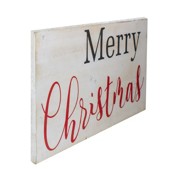 Northlight 24" Rustic Wooden 'Merry Christmas' Hanging Wall Sign White {4}