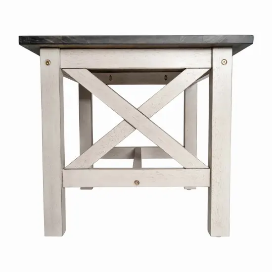 Merrick Lane Matty Rustic End Table, Farmhouse Style Solid Wood Accent Table Walnut {10}