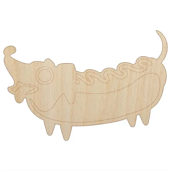 Dachshund Wiener Dog Hotdog Unfinished Wood Shape Piece Cutout for DIY Craft Projects {7}