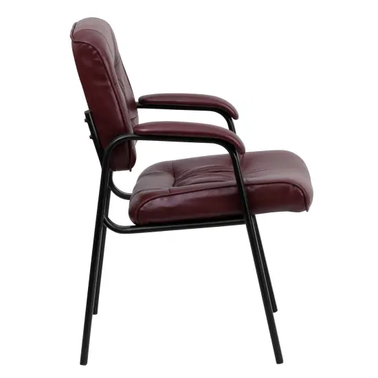 Emma and Oliver Faux Leather Executive Reception Chair with Powder Coated Frame BrownLeaSoft/Black {10}