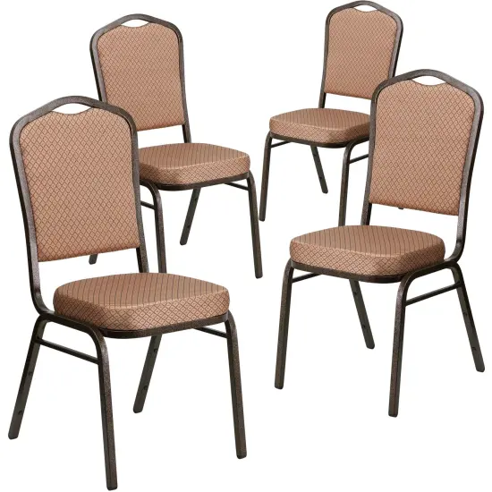 Emma and Oliver 4 Pack Crown Back Stacking Banquet Chair GoldDiamondFab/Gold {1}