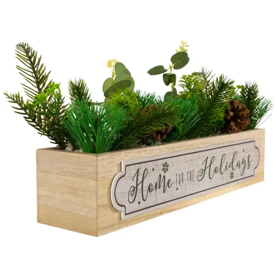 Northlight Rectangular Boxed Foliage "Home For The Holidays" Christmas Candle Holders - 13.75" Brown {6}