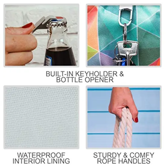 SHYLERO Beach Bag and Pool Bag. Has Airtight Pouch, Key Holder. Beach Tote is Zippered, Waterproof (IP64) - L22xH15xW10 {4}