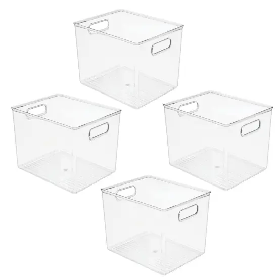 mDesign Tall Plastic Kitchen Food Storage Organizer Bin, Handles, 4 Pack {5}