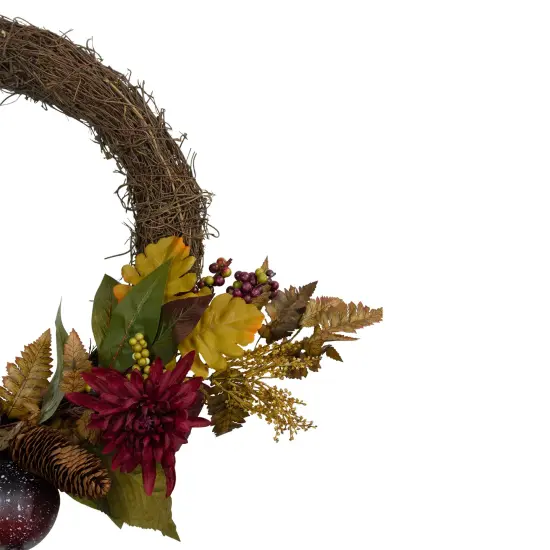 Northlight Mums and Pomegranates Artificial Floral Wreath, Red 20-Inch {5}