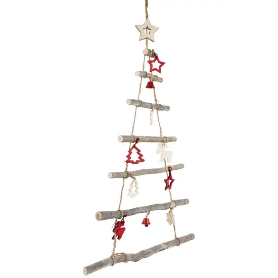 Northlight 27" Wood Twig Tree Wall Hanging with Ornaments Brown {5}