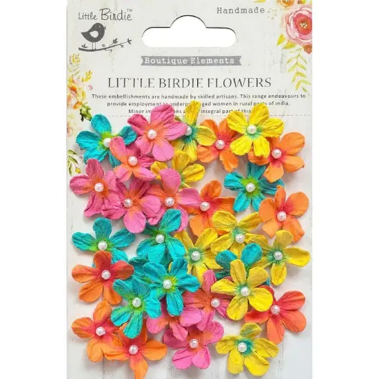 Little Birdie Pearl Petites Paper Flowers 32/Pkg Moon Light {2}