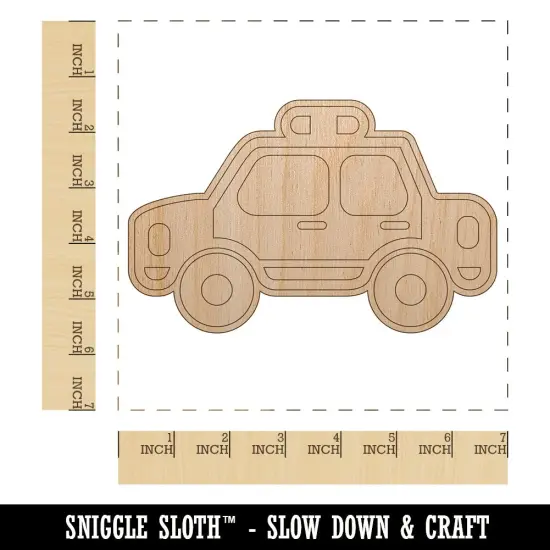 Police Cop Car Vehicle Automobile Unfinished Wood Shape Piece Cutout for DIY Craft Projects {1}