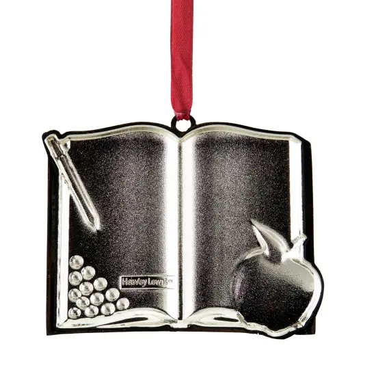 Northlight 3.25" Red Silver-Plated Favorite Teacher Christmas Ornament with European Crystals {5}