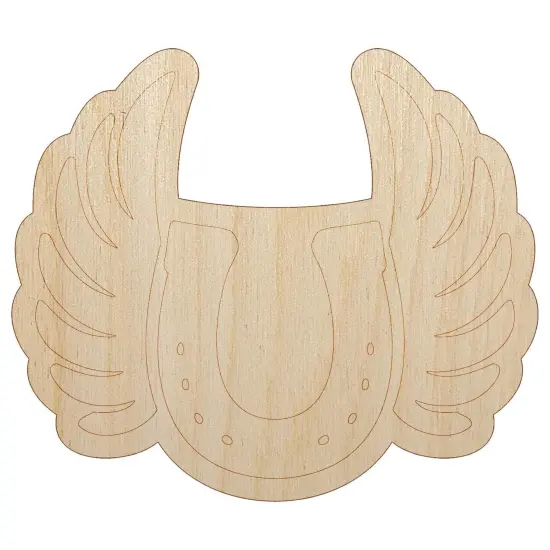 Angel Wings on Horseshoe Loss of Pet Horse Unfinished Wood Shape Piece Cutout for DIY Craft Projects {7}