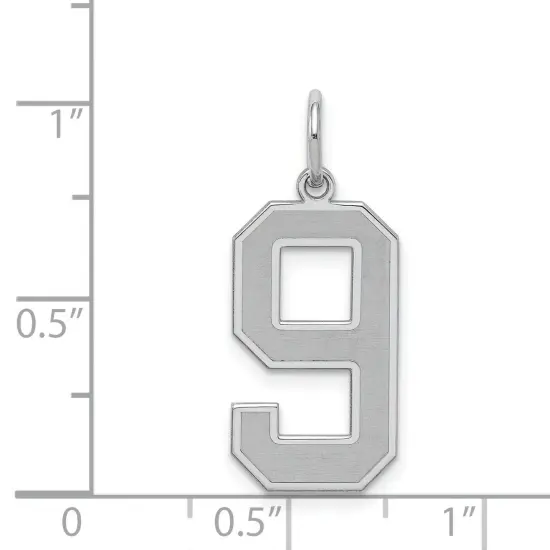 Sterling Silver Large Satin Number 9 Charm Pendant Jewerly 25mm x 11mm {4}