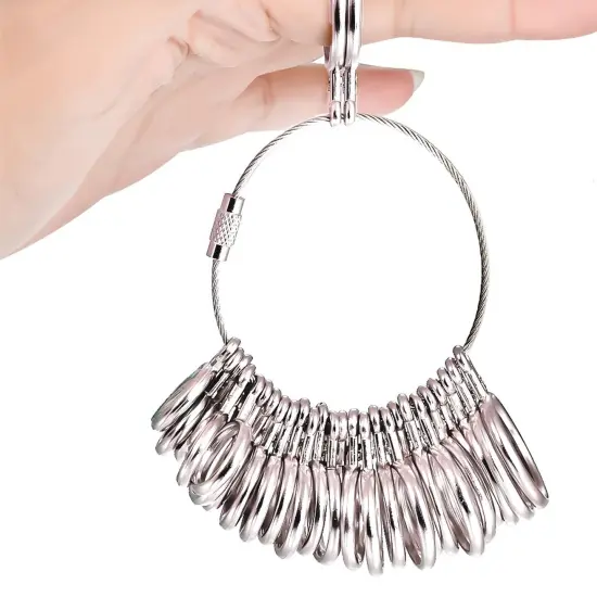 27 Pieces Stainless Steel Finger Sizer Measuring Ring Tool, Size 1-13 with Half Size, {4}