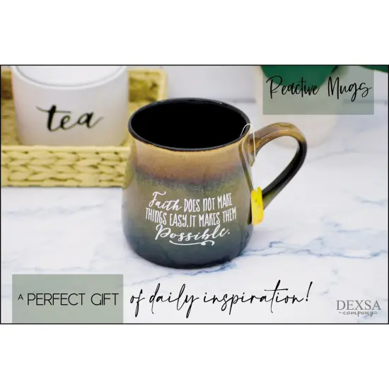 Dexsa Faith Coffee Tea Soup Ceramic Mug | Faith does not make things easy. It makes them possible. | 16 ounce Designer Mug with Inspiring Sentiment | Elegant Pottery Look {4}
