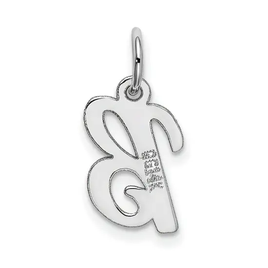 14K White Gold Small Script Initial Letter B Charm Jewerly 17mm x 10mm {3}