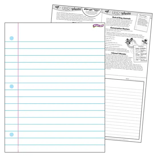 Notebook Paper Wipe-Off&reg; Chart, 17" x 22", Pack of 6 {3}