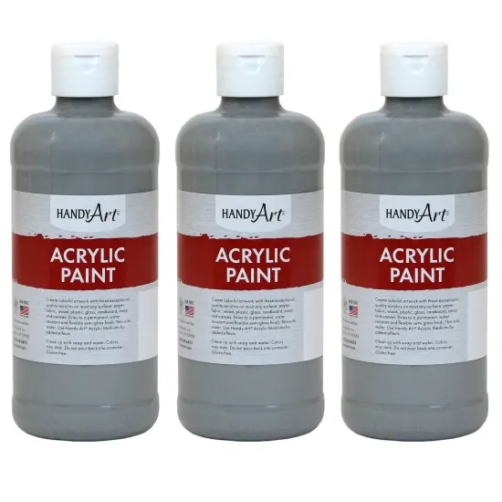 Acrylic Paint 16 oz, Gray, Pack of 3 {1}