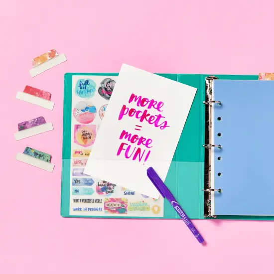 Avery + Amy Tangerine Designer Collection Mini Binder, 5.5" x 8.5", 1 Inch Round Rings, Rainbow Inkblot, 1 Mini 3 Ring Binder (18714) {6}