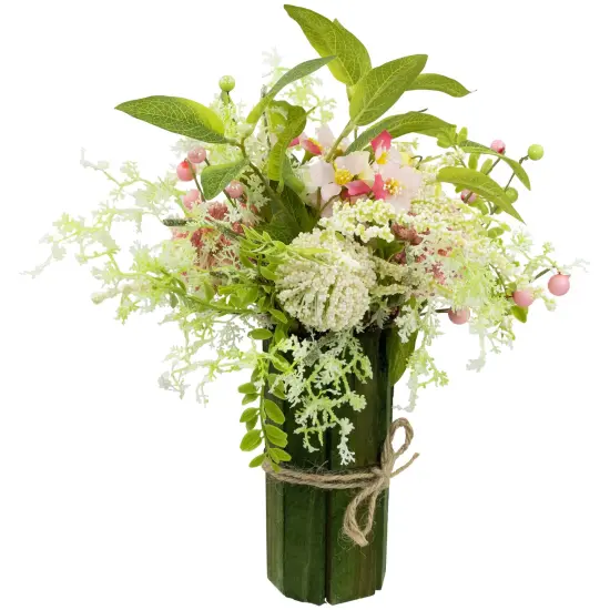 Northlight Hydrangea and Berry Floral Spring Bouquet - 14" - Pink {6}