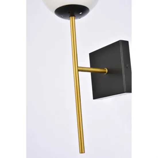 Neri 1 light black and brass and white glass wall sconce {6}