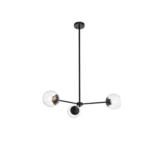 Briggs 32 inch pendant in black with clear shade {1}
