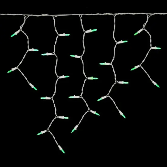 70 Green LED Lights / White Wire 9Ft. Icicle Christmas Light Set {3}