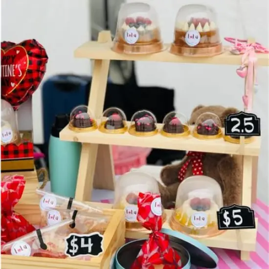 50 Pack 2 Inch of Clear plastic mini Cake Cookies muffins dome box wedding birthday gift box (Gold) {5}