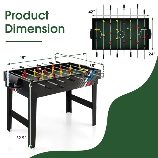 Costway 4-in-1 Combo Game Table 49" Foosball with Pool Billiards Air Hockey Table Tennis {3}